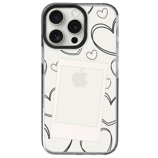 iPhone 15 Pro White Hearts Polaroid Telefon Kılıfı