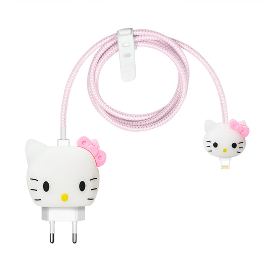 Şarj Başlığı ve Kablo Koruyucu 4 lü Set Hello Kitty