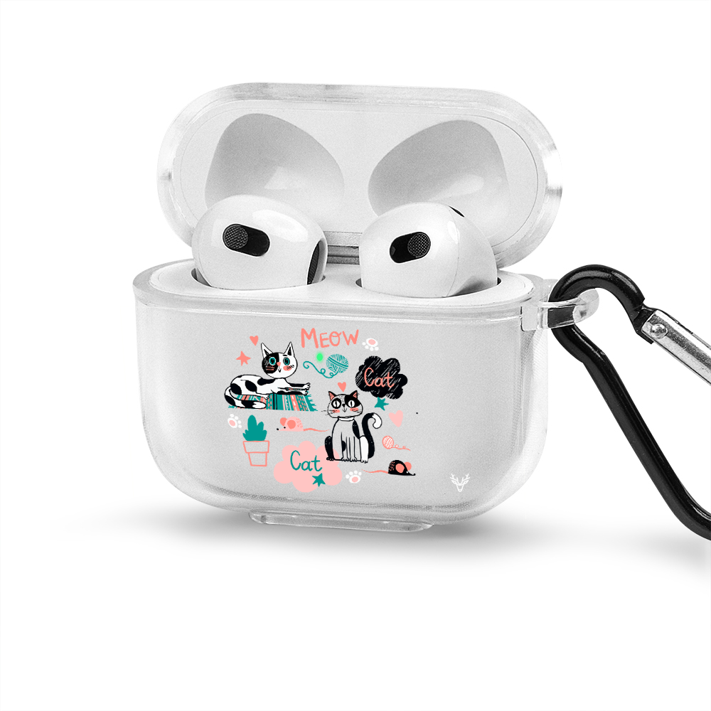 Apple AirPods 4 Cats Şeffaf Kılıfı