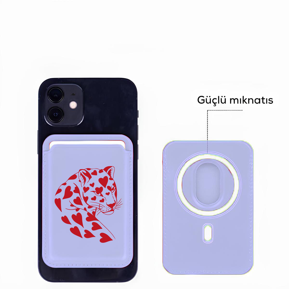 Apple iPhone Leopar Red Heart Cardsafe Kartlık