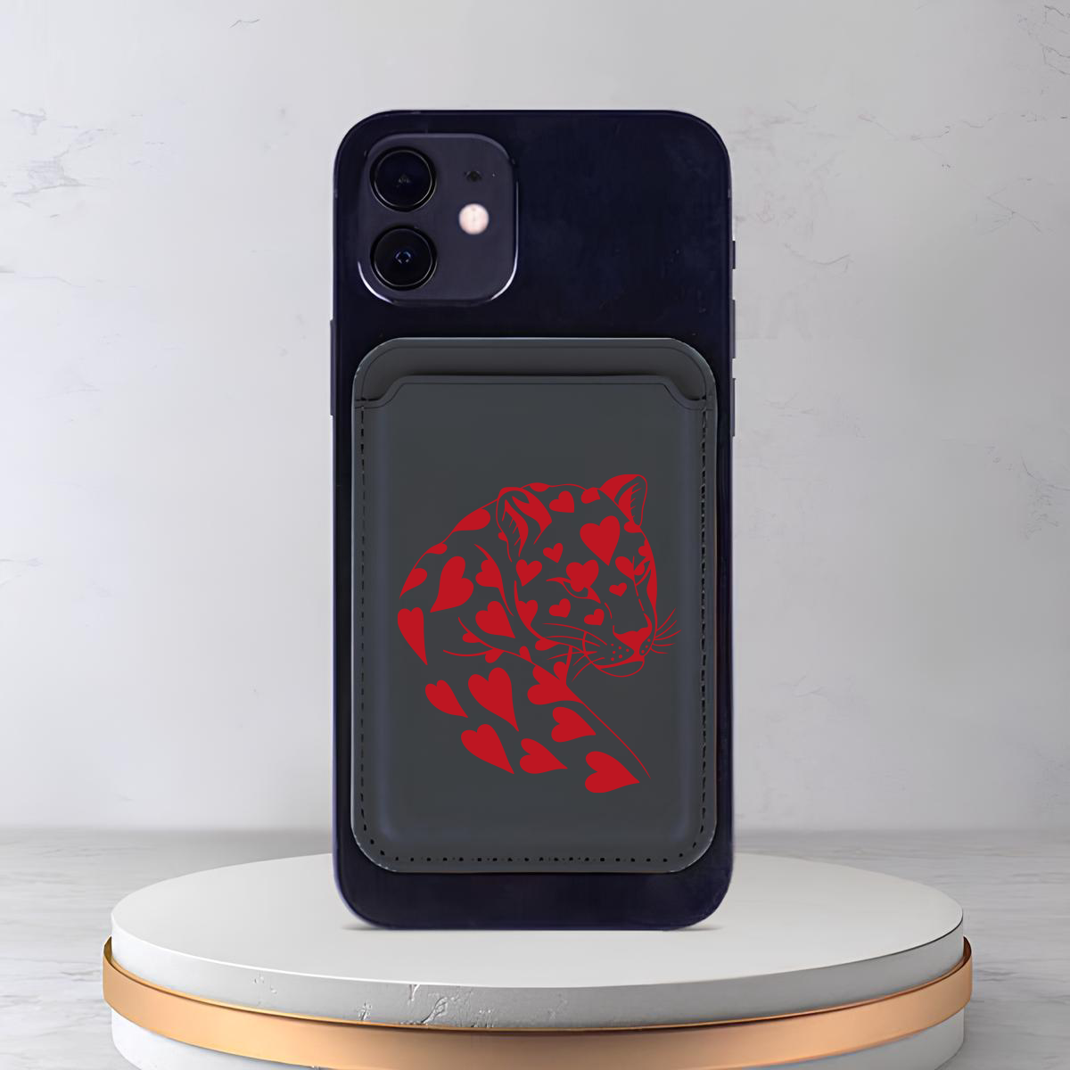 Apple iPhone Leopar Red Heart Cardsafe Kartlık