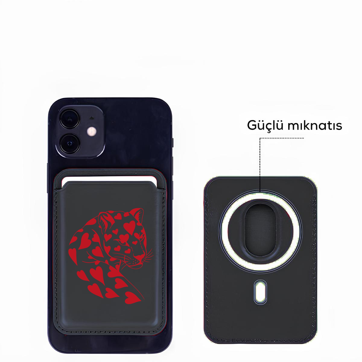 Apple iPhone Leopar Red Heart Cardsafe Kartlık