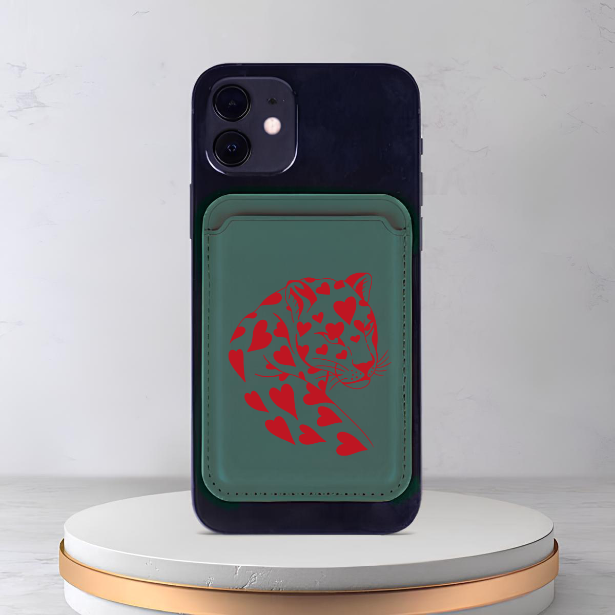 Apple iPhone Leopar Red Heart Cardsafe Kartlık