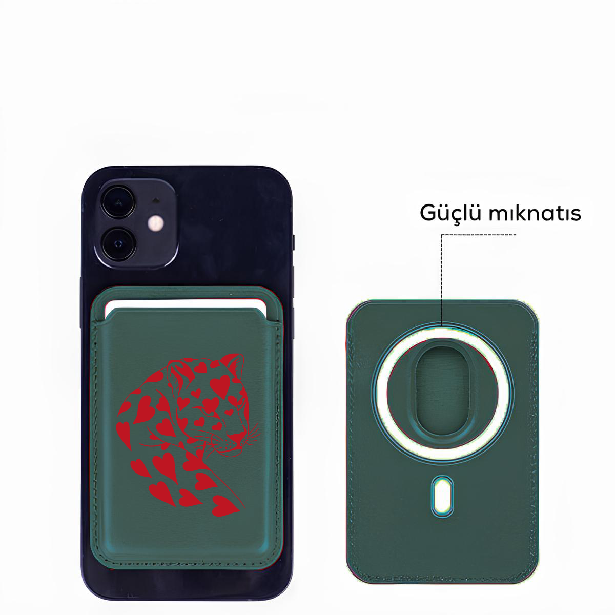 Apple iPhone Leopar Red Heart Cardsafe Kartlık