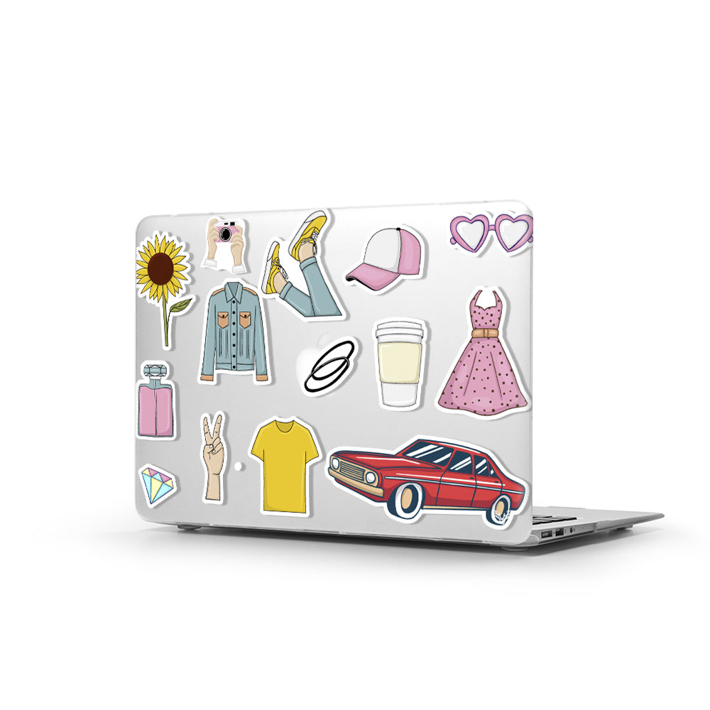 Macbook Air Sert Kapaklı Pink Life Desenli Kılıf