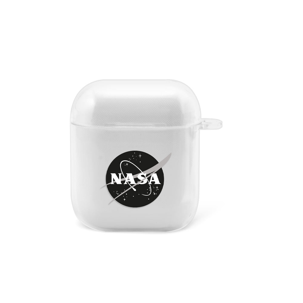 Apple AirPods Nasa Black Logo Şeffaf Kılıfı