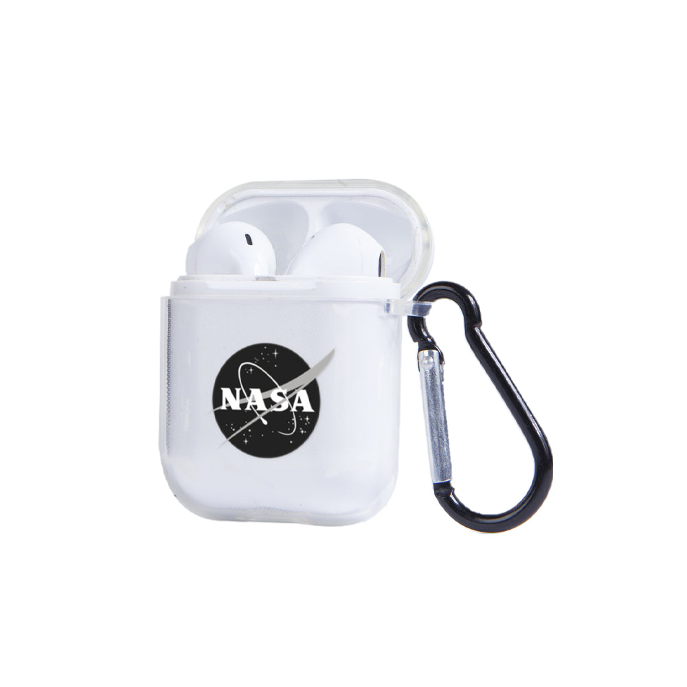 Apple AirPods Nasa Black Logo Şeffaf Kılıfı