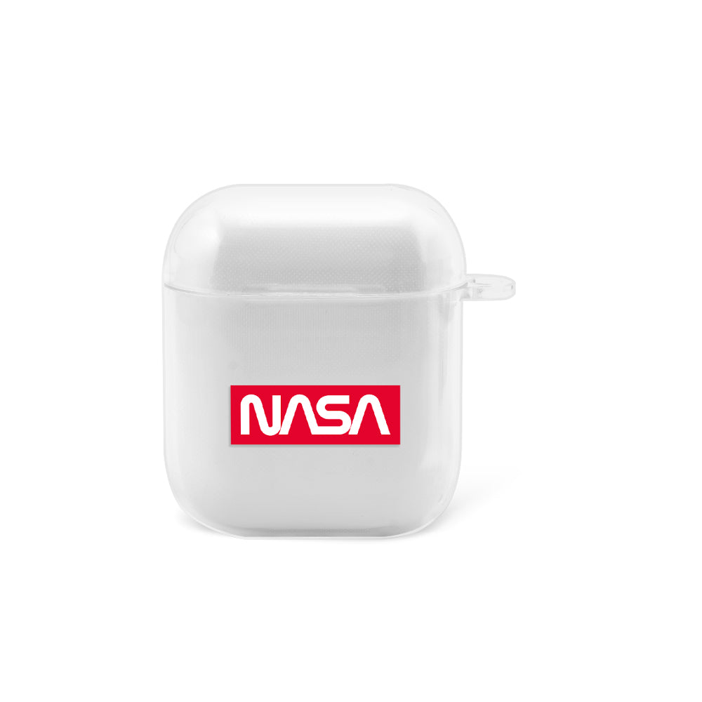 Apple AirPods Nasa Kırmızı Logo Şeffaf Kılıfı