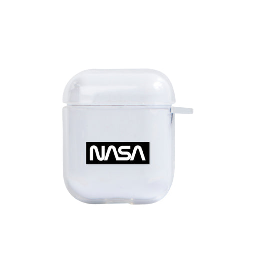 Apple AirPods Nasa Siyah Logo Şeffaf Kılıfı