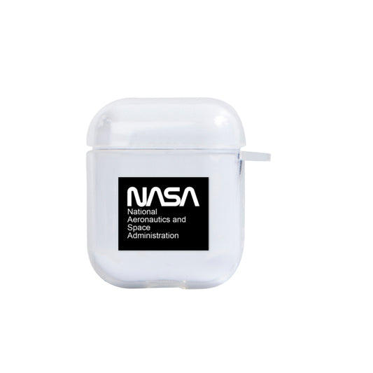 Apple AirPods Nasa Space Black Logo Şeffaf Kılıfı