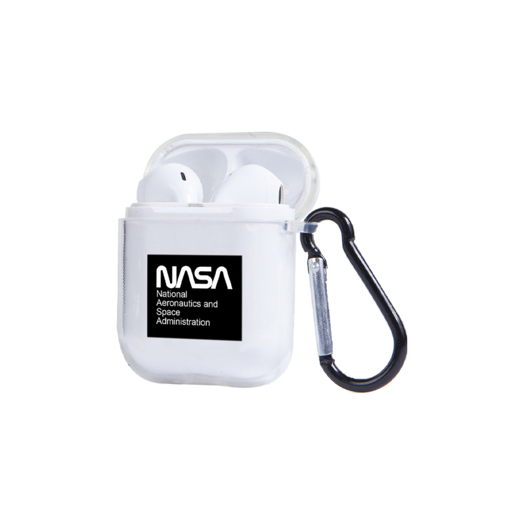 Apple AirPods Nasa Space Black Logo Şeffaf Kılıfı