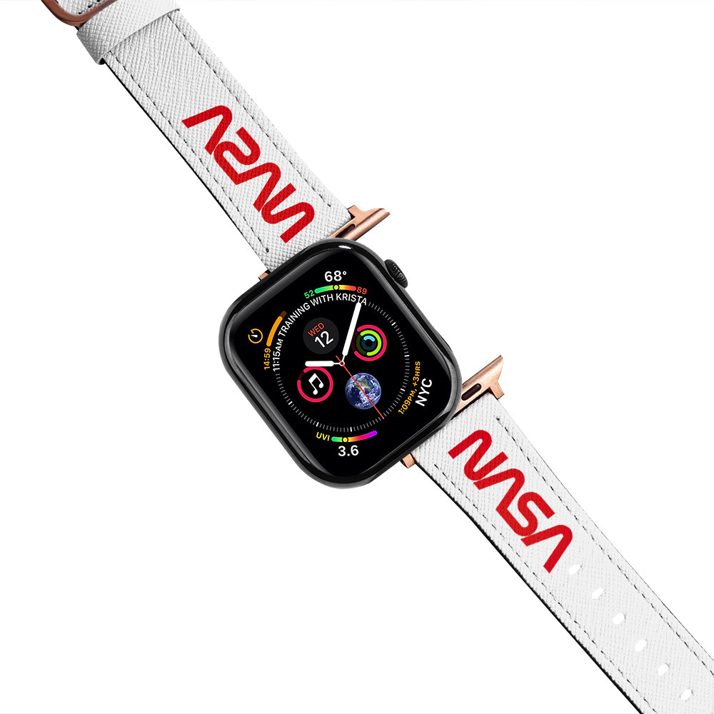 Apple Watch White Band Nasa Red Logo Kordon