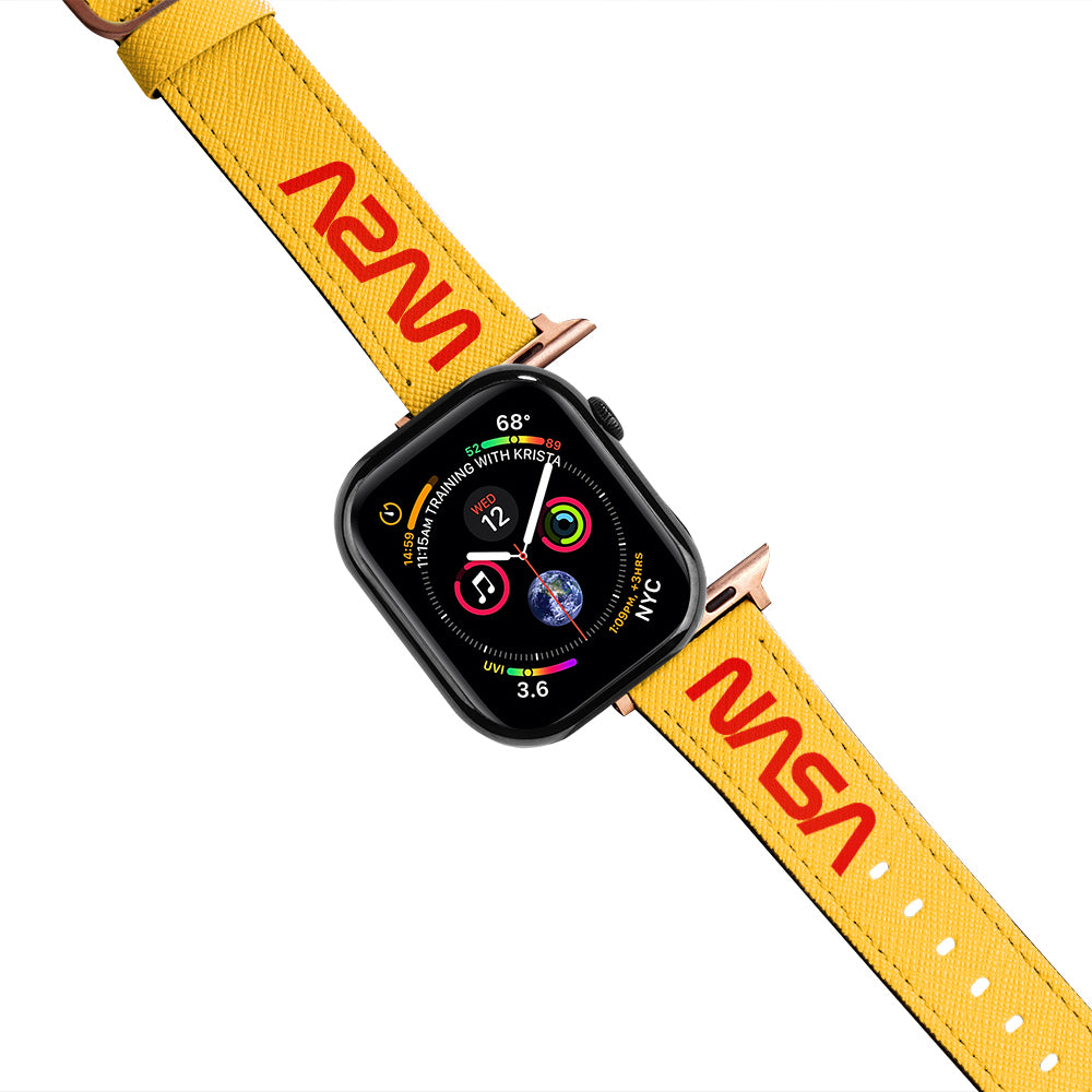 Apple Watch Yellow Band Nasa Red Logo Kordon