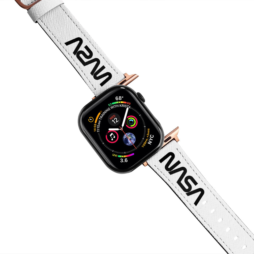 Apple Watch White Band Nasa Black Logo Kordon