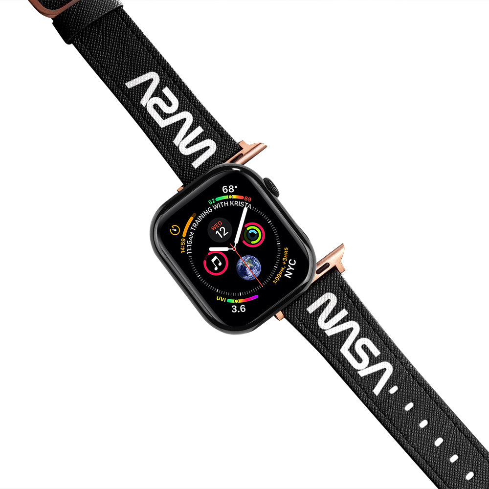 Apple Watch Black Band Nasa White Logo Kordon