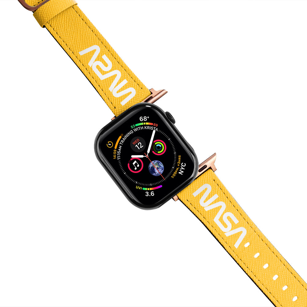 Apple Watch Yellow Band Nasa White Logo Kordon