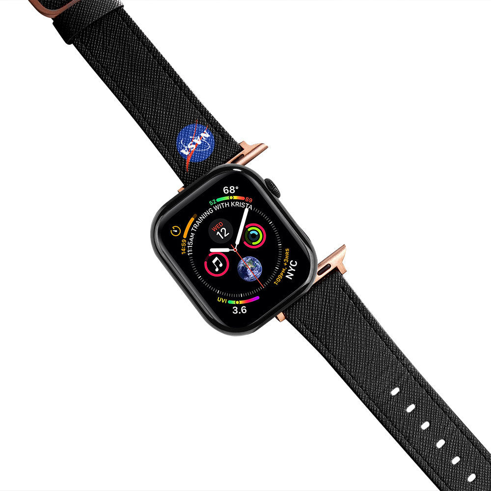 Apple Watch Black Band Nasa Logo Kordon