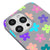 iPhone 13 Pro Max Colorful Flowers Telefon Kılıfı - Renkli Silikon - Gri