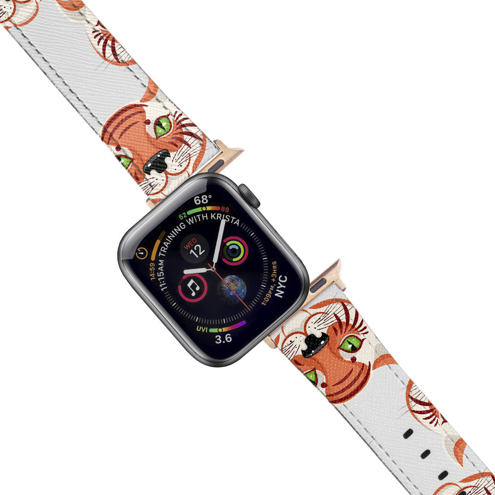 Apple Watch White Band Tiger Desenli Kordon