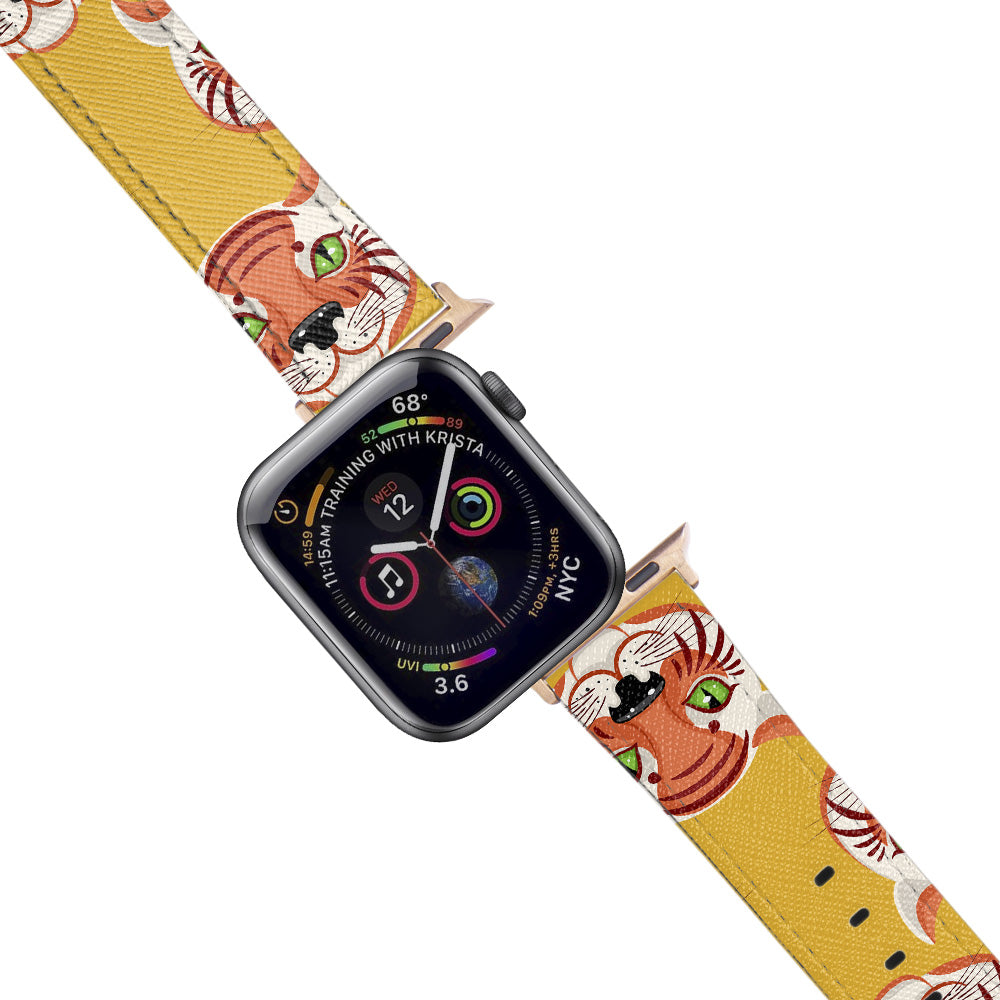 Apple Watch Yellow Band Tiger Desenli Kordon