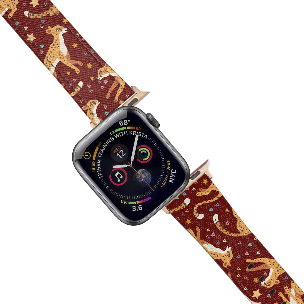 Apple Watch Red Band Leopar Desenli Kordon