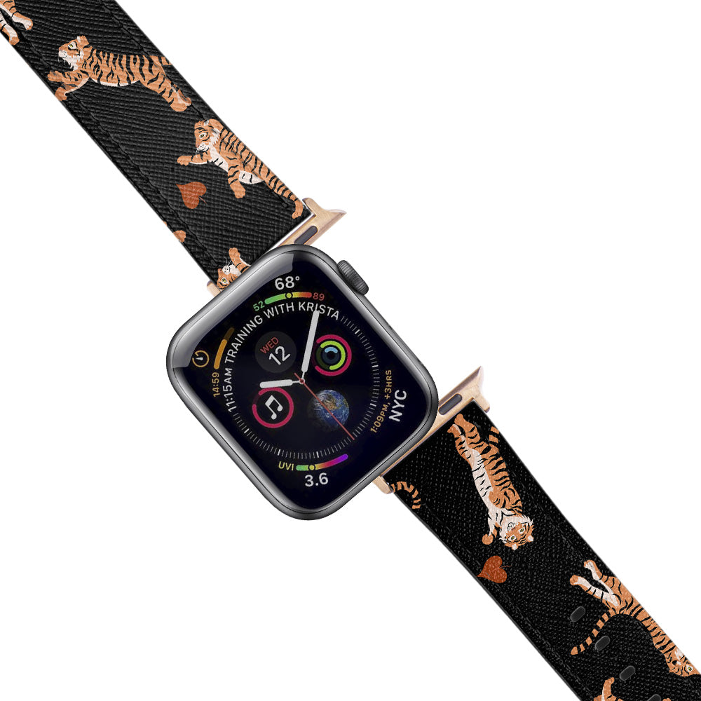 Apple Watch Black Band Kaplan Desenli Kordon