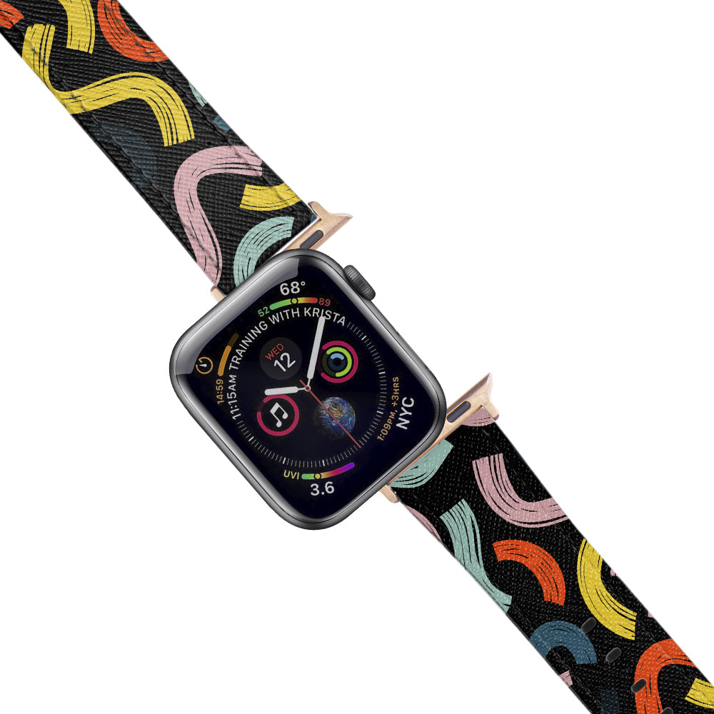 Apple Watch Black Band Colorful Desenli Kordon