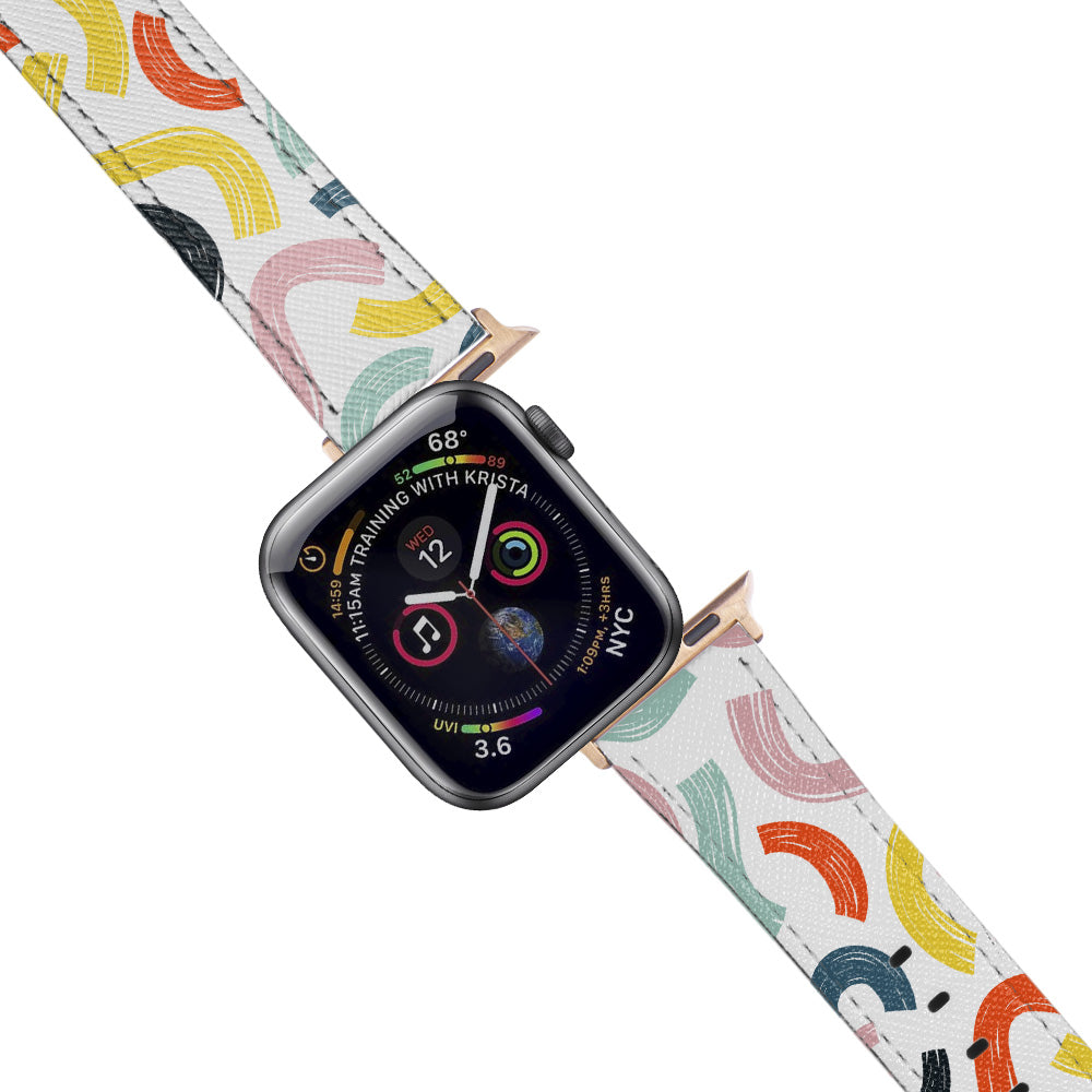 Apple Watch White Band Colorful Desenli Kordon