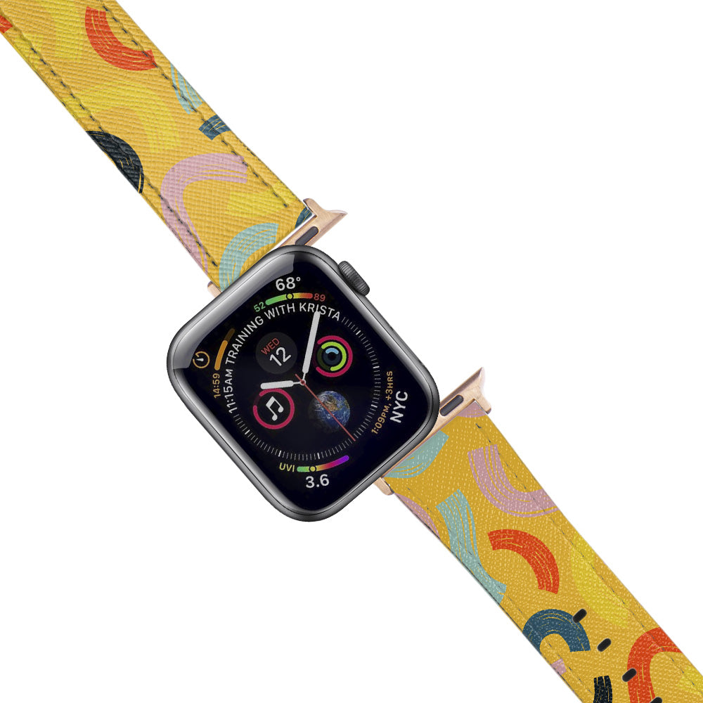 Apple Watch Yellow Band Colorful Desenli Kordon