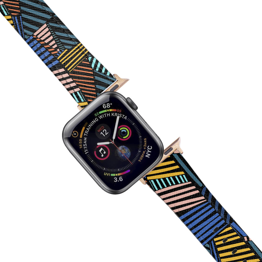 Apple Watch Black Band Colors Line Desenli Kordon