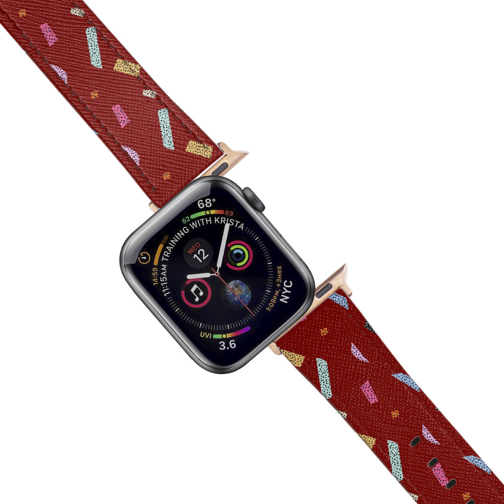 Apple Watch Red Band Sweet Shapes Desenli Kordon