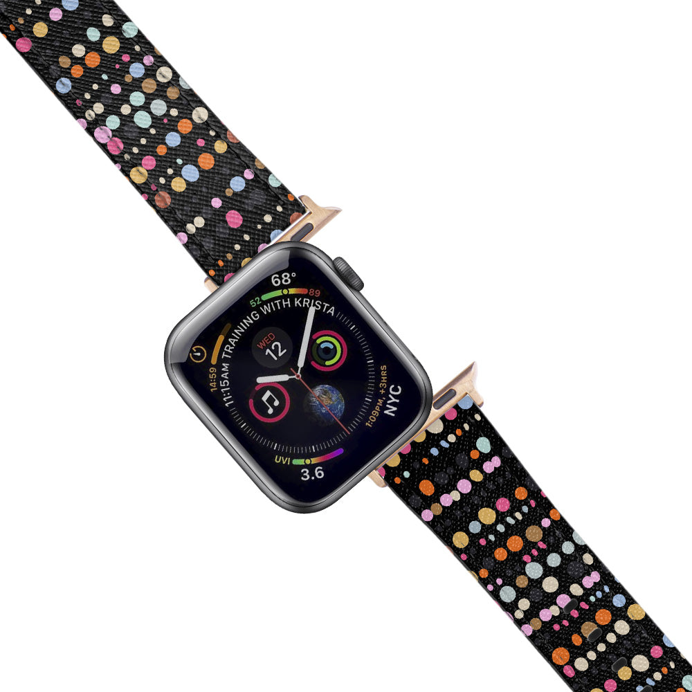 Apple Watch Black Band Colorful Dots Desenli Kordon