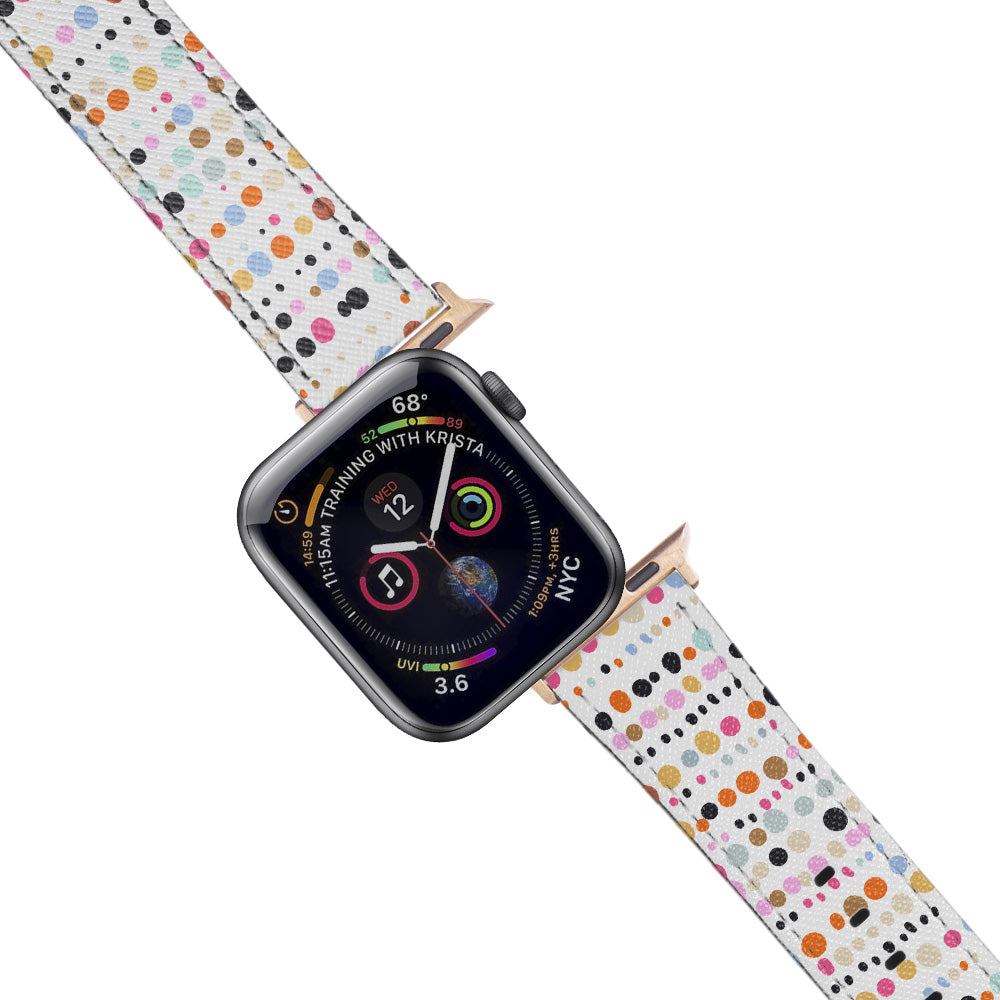 Apple Watch White Band Colorful Dots Desenli Kordon