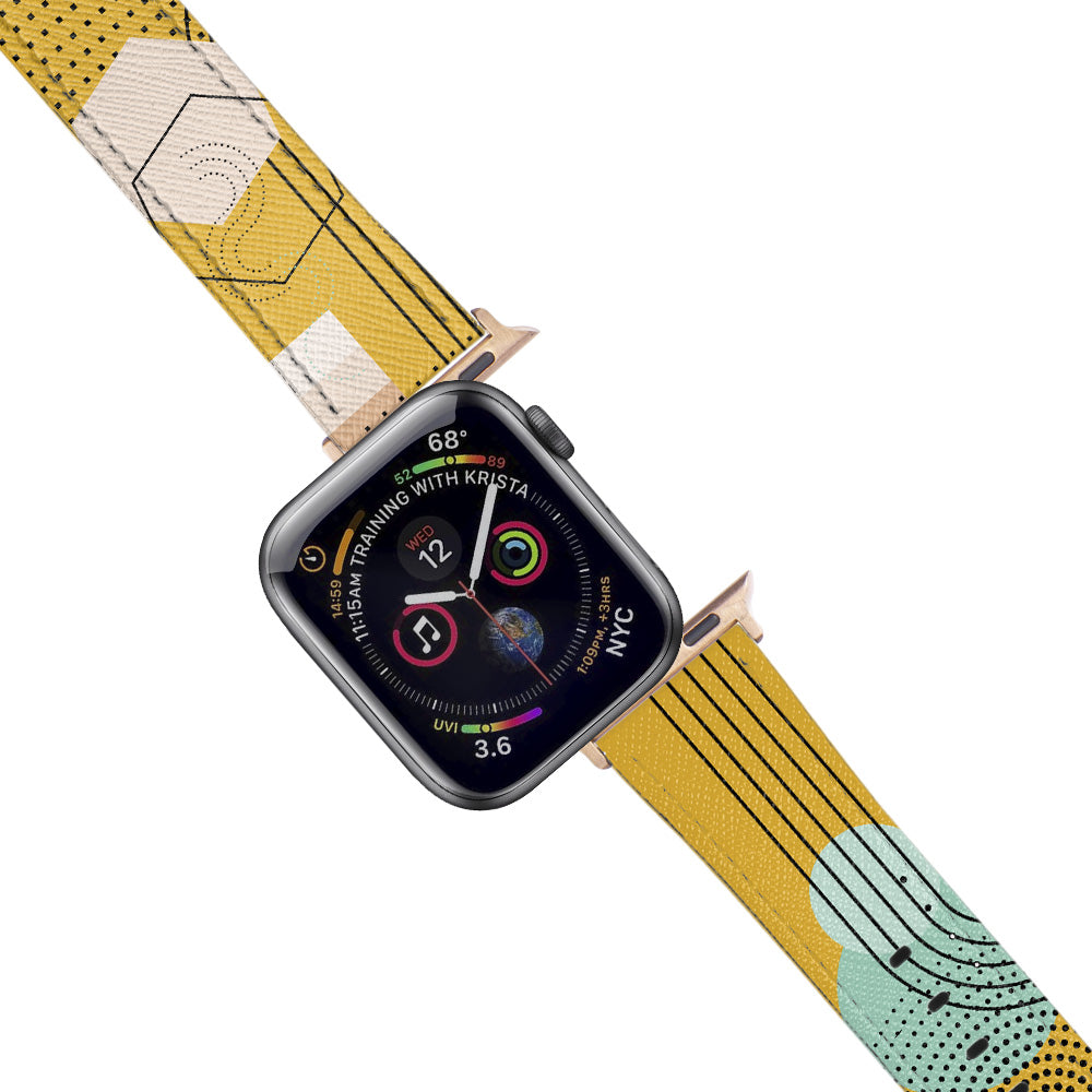 Apple Watch Yellow Band Shapes Desenli Kordon