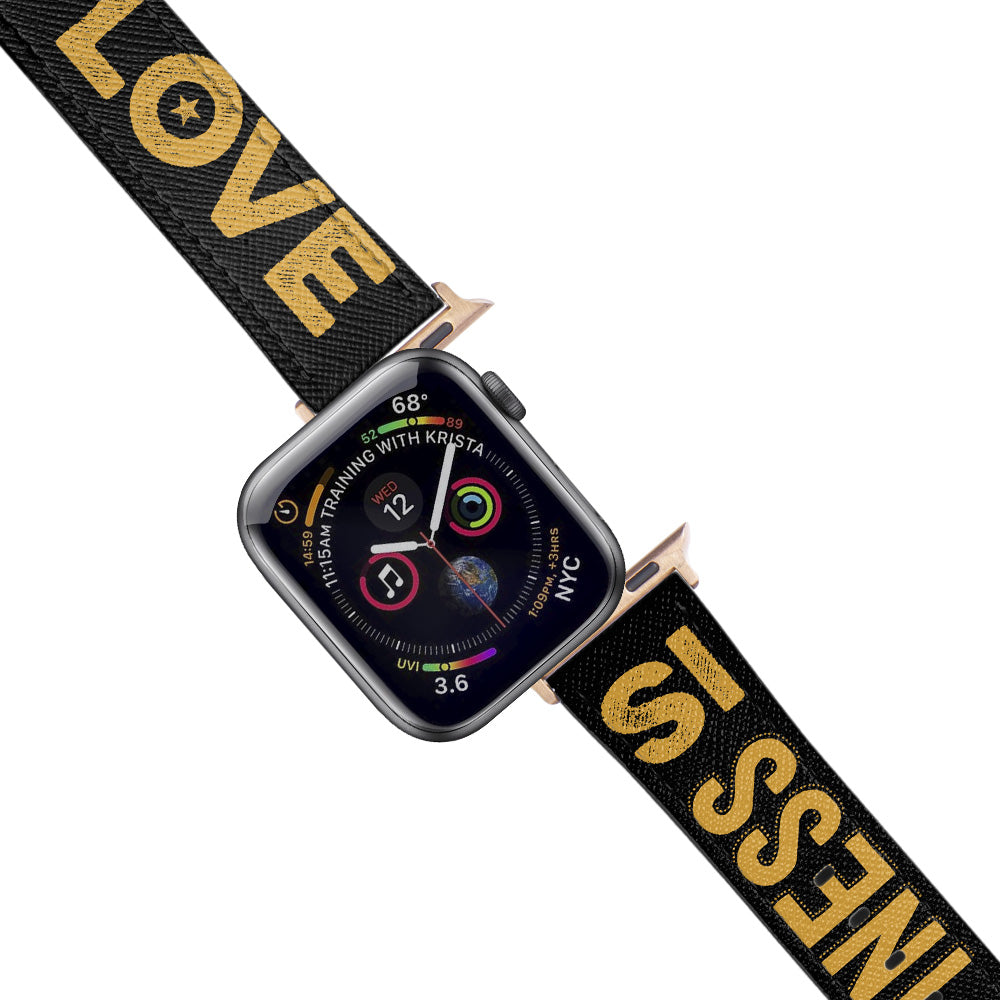 Apple Watch Black Band Love Desenli Kordon