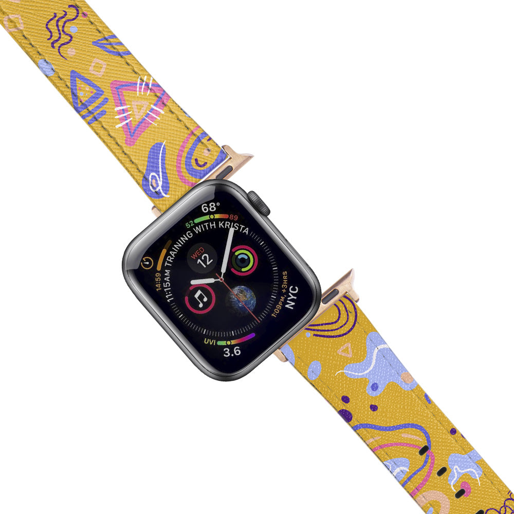 Apple Watch Yellow Band Colorful Shapes Desenli Kordon