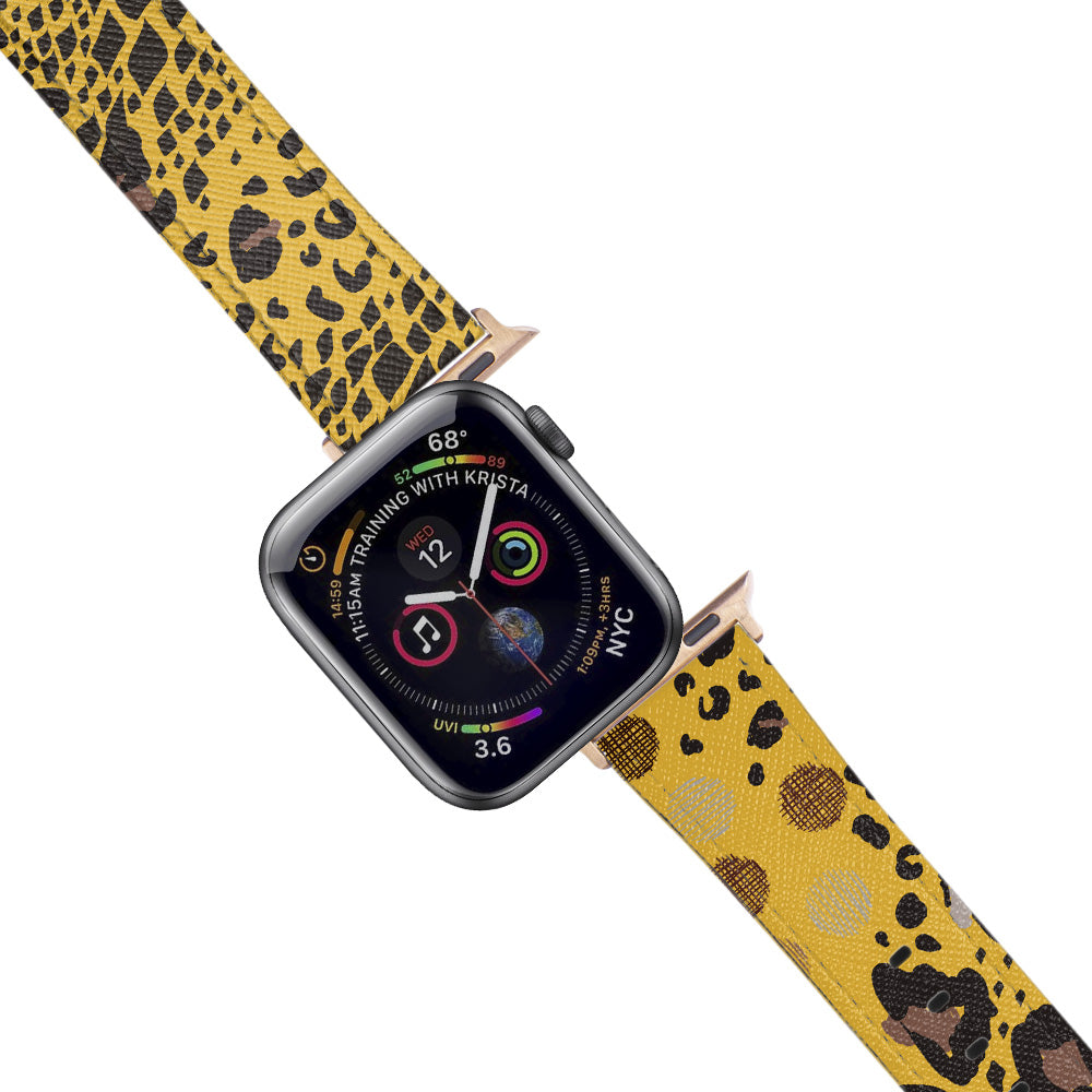 Apple Watch Yellow Band Benekler Desenli Kordon