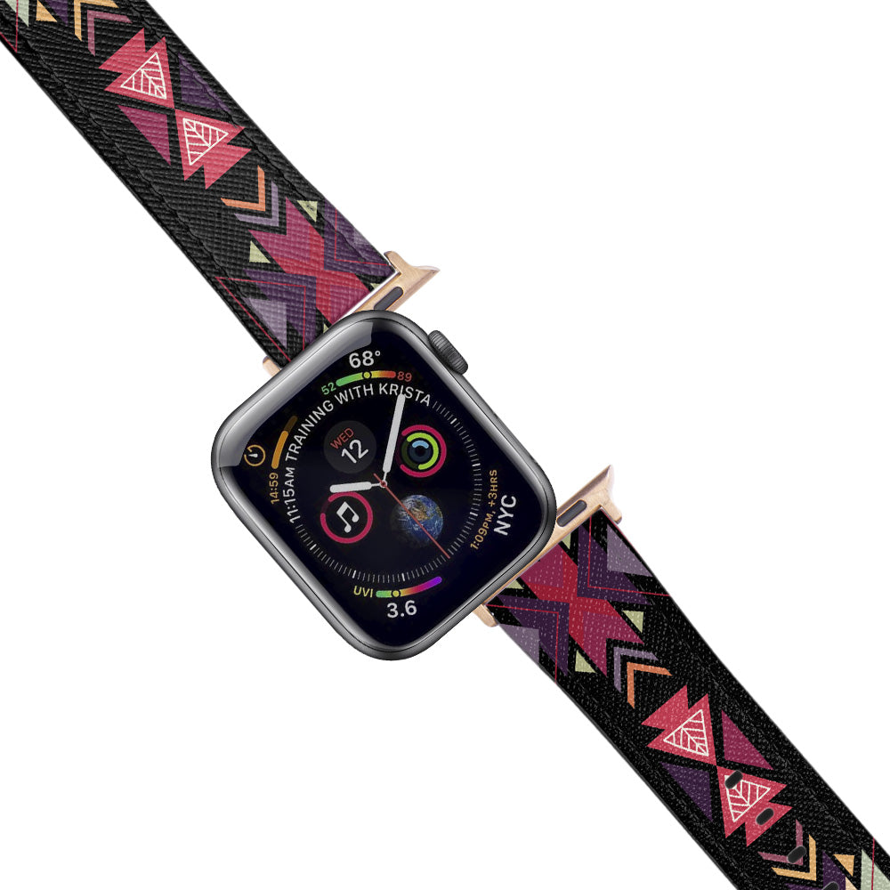 Apple Watch Black Band Şekiller Desenli Kordon