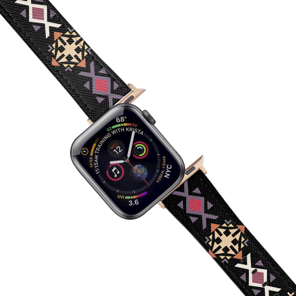 Apple Watch Black Band Kenar Süsü Desenli Kordon