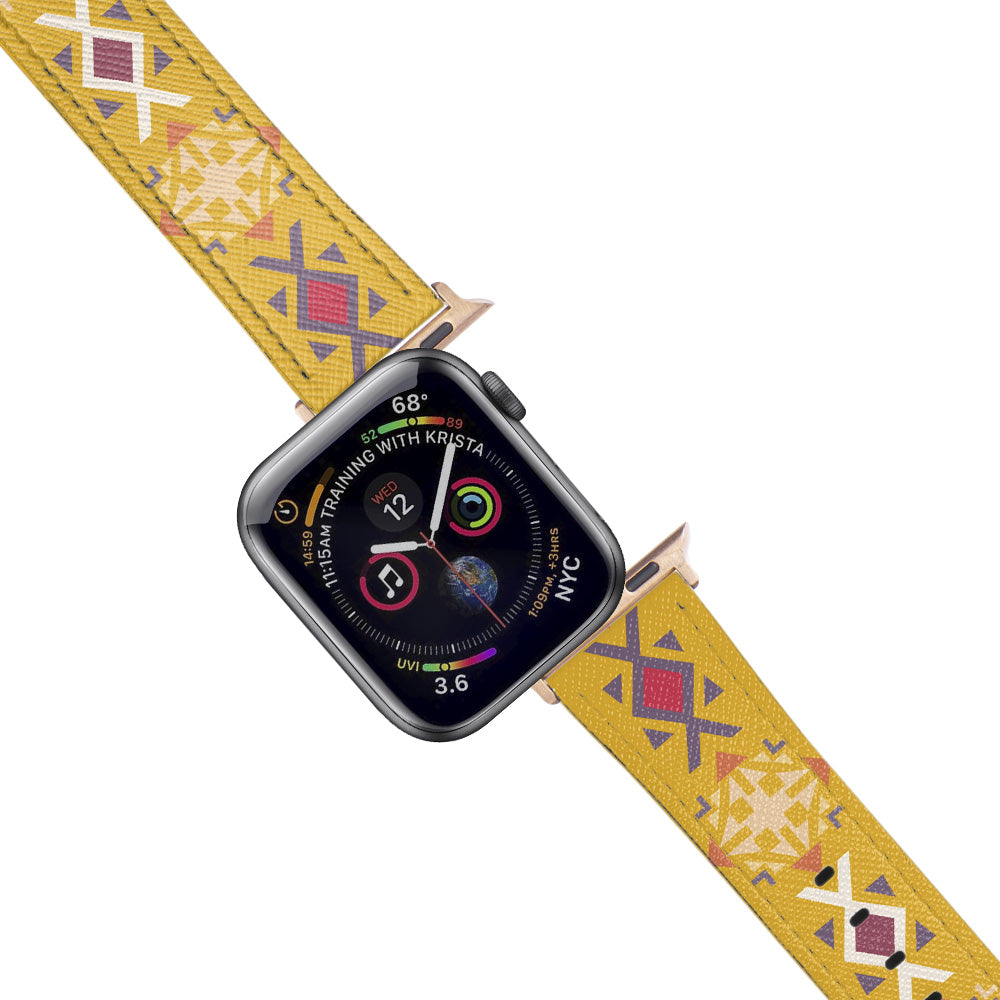 Apple Watch Yellow Band Kenar Süsü Desenli Kordon