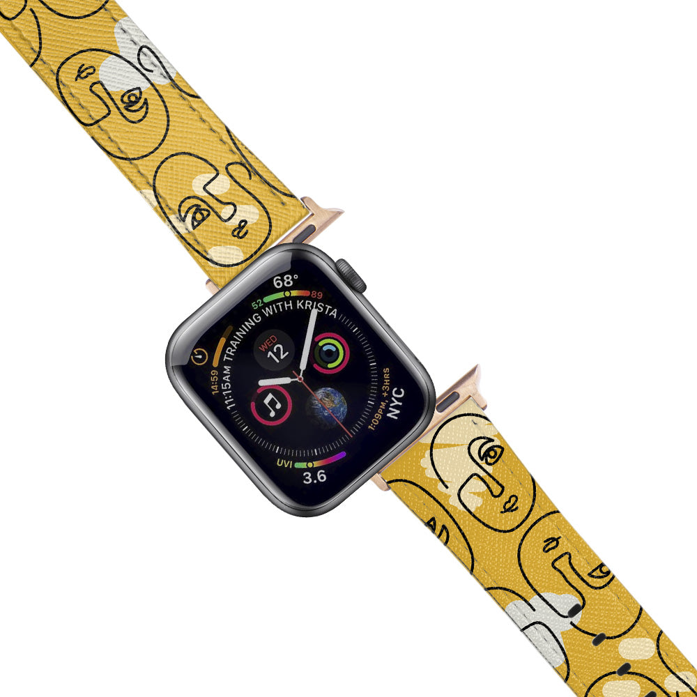 Apple Watch Yellow Band Eskiz Desenli Kordon