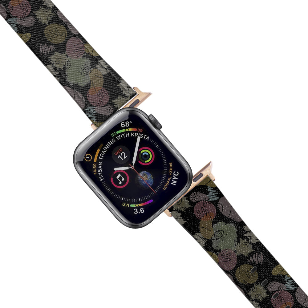 Apple Watch Black Band Sketch Desenli Kordon