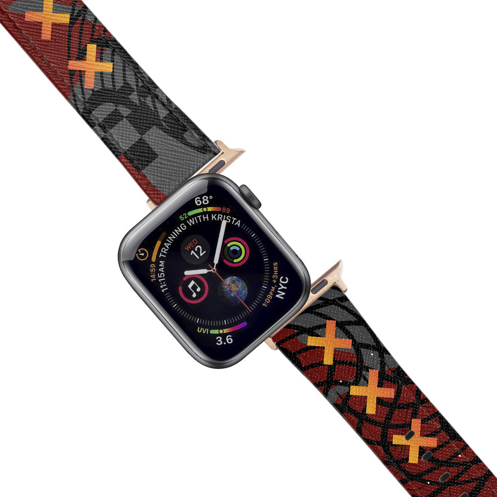 Apple Watch Red Band Süslemeli Desenli Kordon