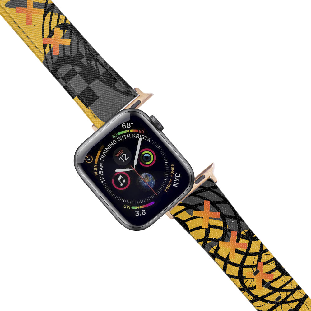 Apple Watch Yellow Band Süslemeli Desenli Kordon