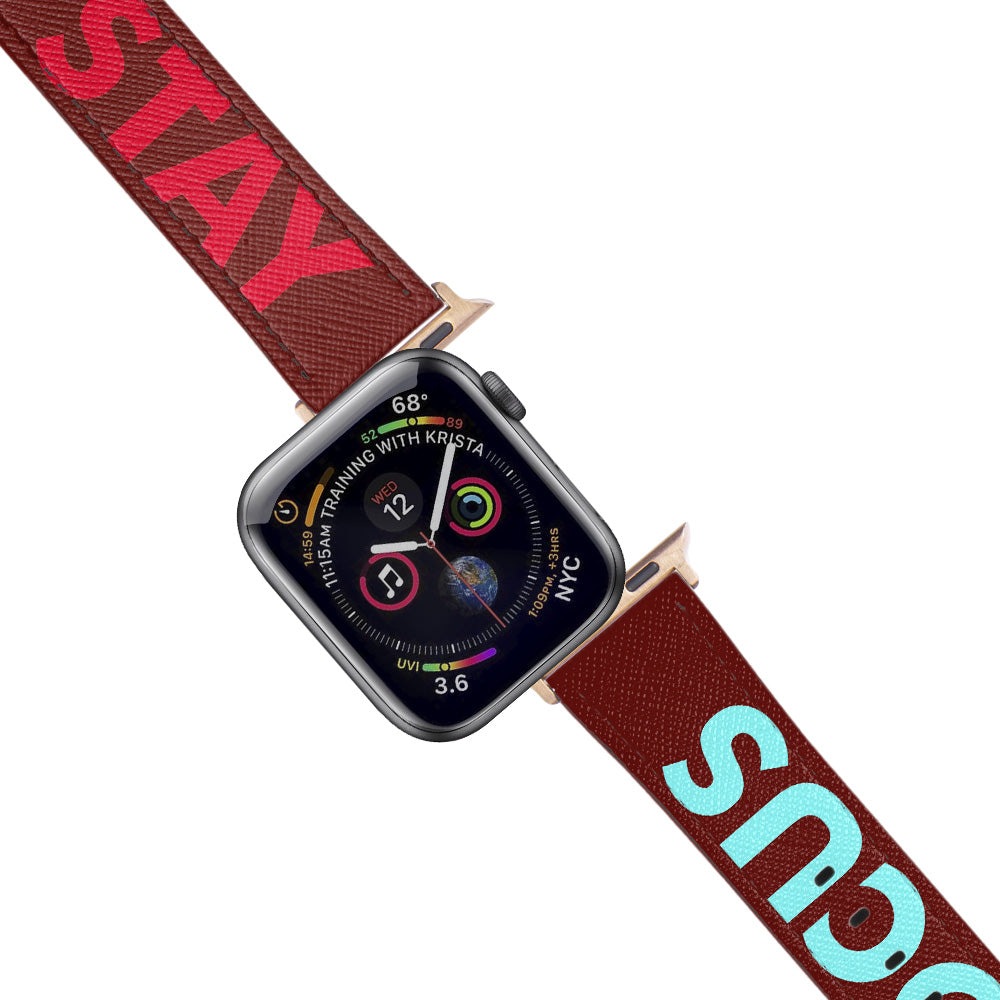 Apple Watch Red Band Stay Focus Desenli Kordon