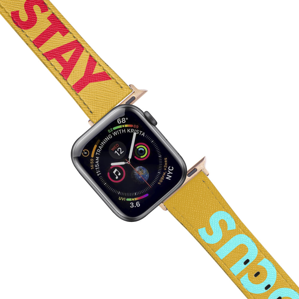 Apple Watch Yellow Band Stay Focus Desenli Kordon