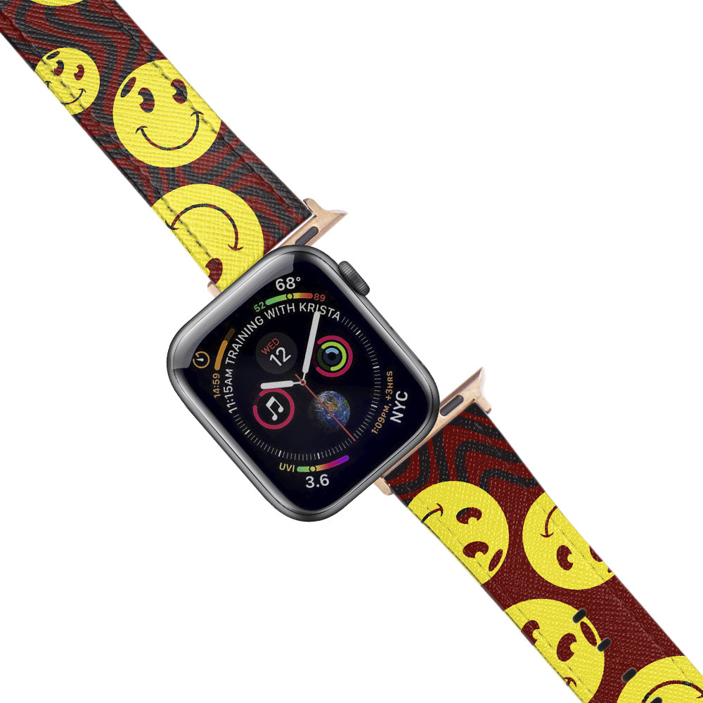 Apple Watch Red Band Smiley Desenli Kordon