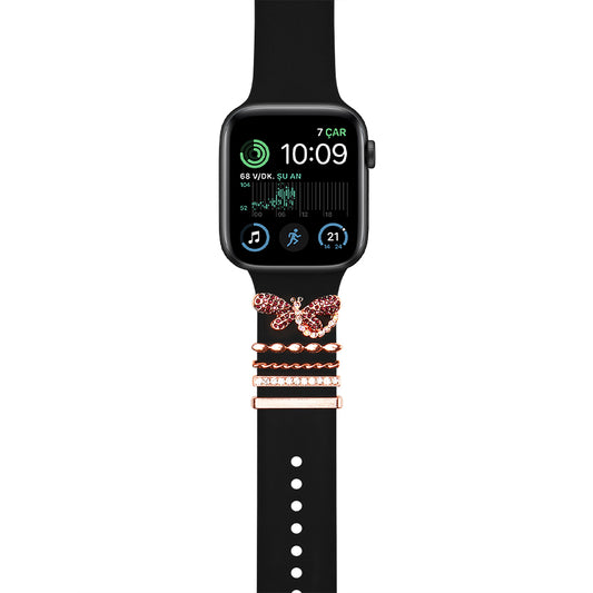 Apple Watch Charm Diamond Butterfly Kordon Aksesuarı