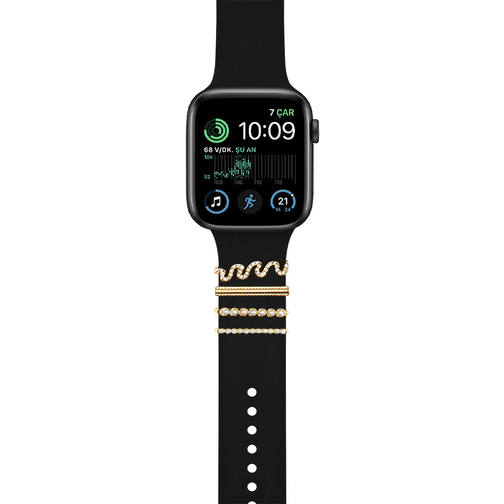 Apple Watch Charm Diamond Gold Snake Kordon Aksesuarı