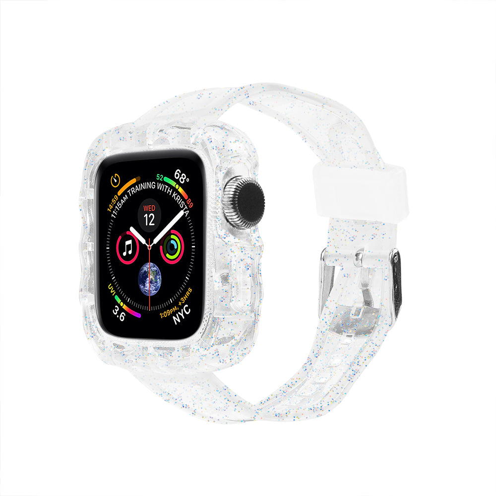 Apple Watch Dalgalı Full Kasa Simli Beyaz Saat Kordonu